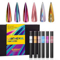 BURANO Chrome Nail Powder for Nails, Metallic Chrome Air Pen Holographic Powder Mirror Effect 6 Colors