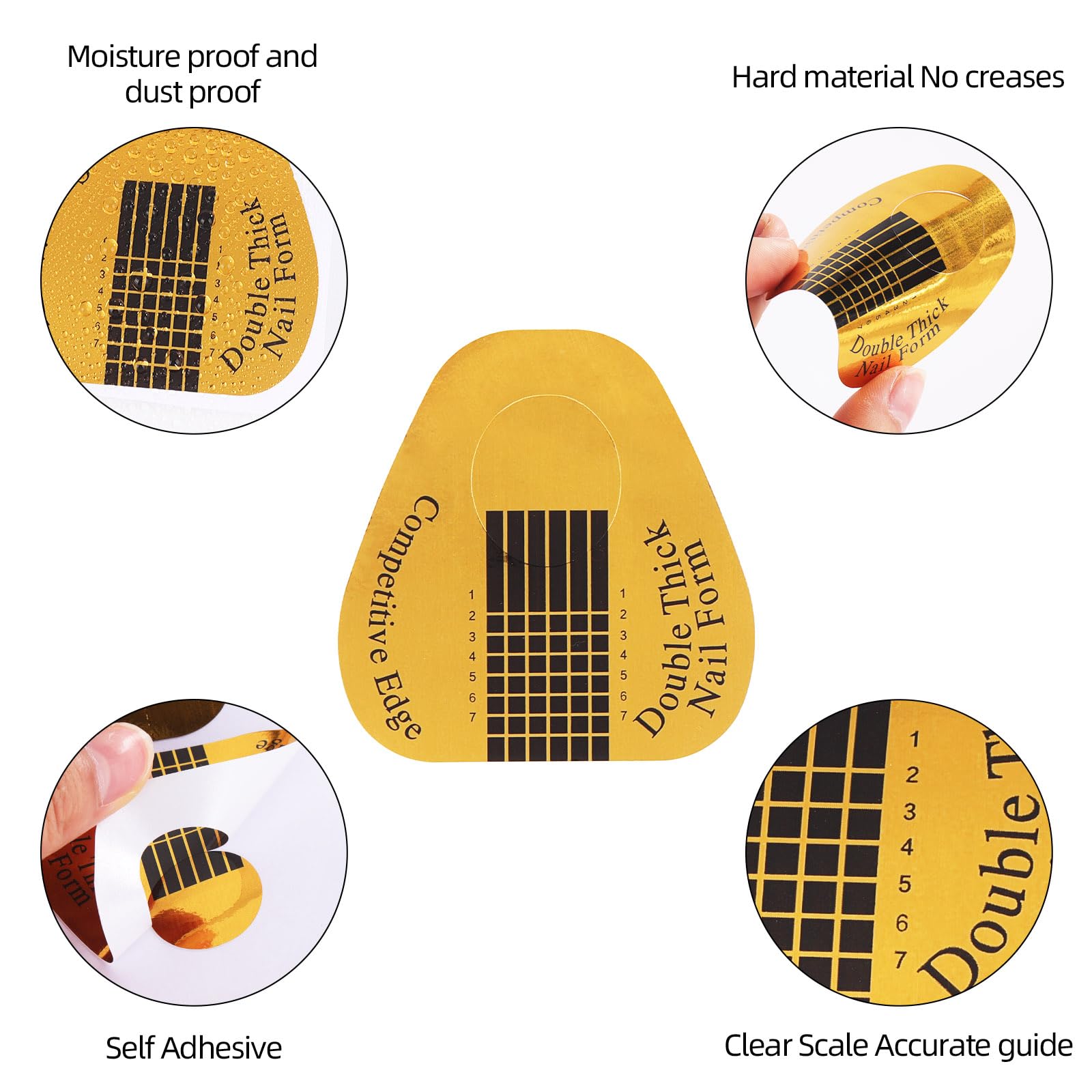 300 Pieces Acrylic Nail Form Sticker Nail Sculpting Forms Golden Horseshoe-shaped Nail Extension Forms for Builder Gel and Acrylic Nails