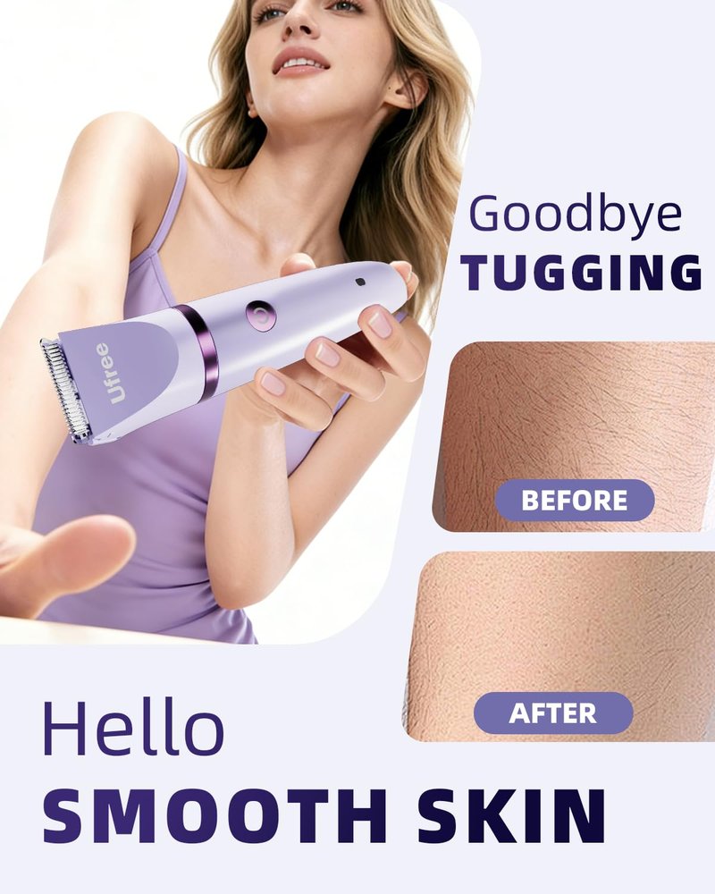 Ufree Bikini Trimmer - Rechargeable Electric Razor for Women | Waterproof IPX7, Purple Color