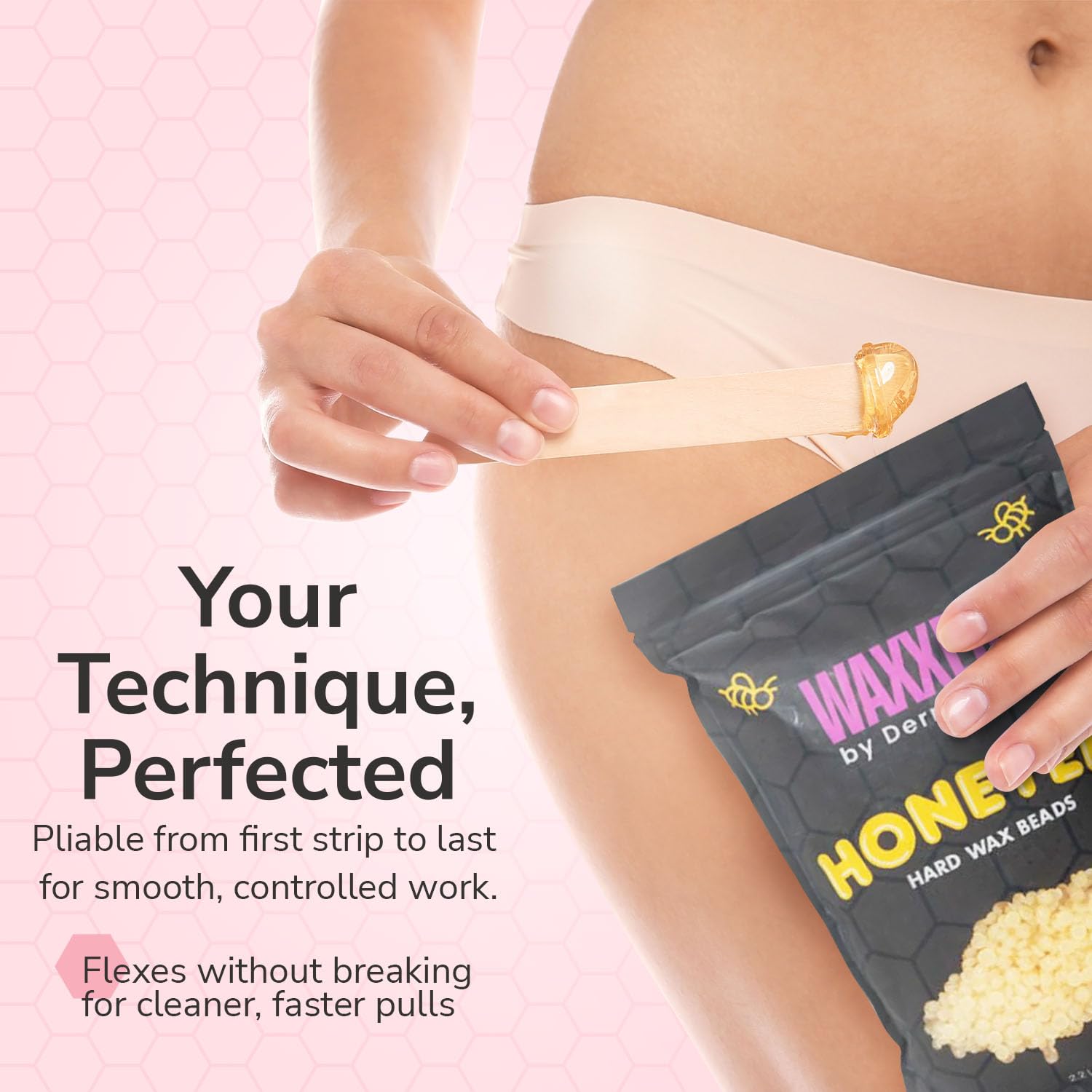 WAXXED Honeyed Hard Wax Beads 2.2 lb, Low-Temp Hair Removal Wax, Fast Melt