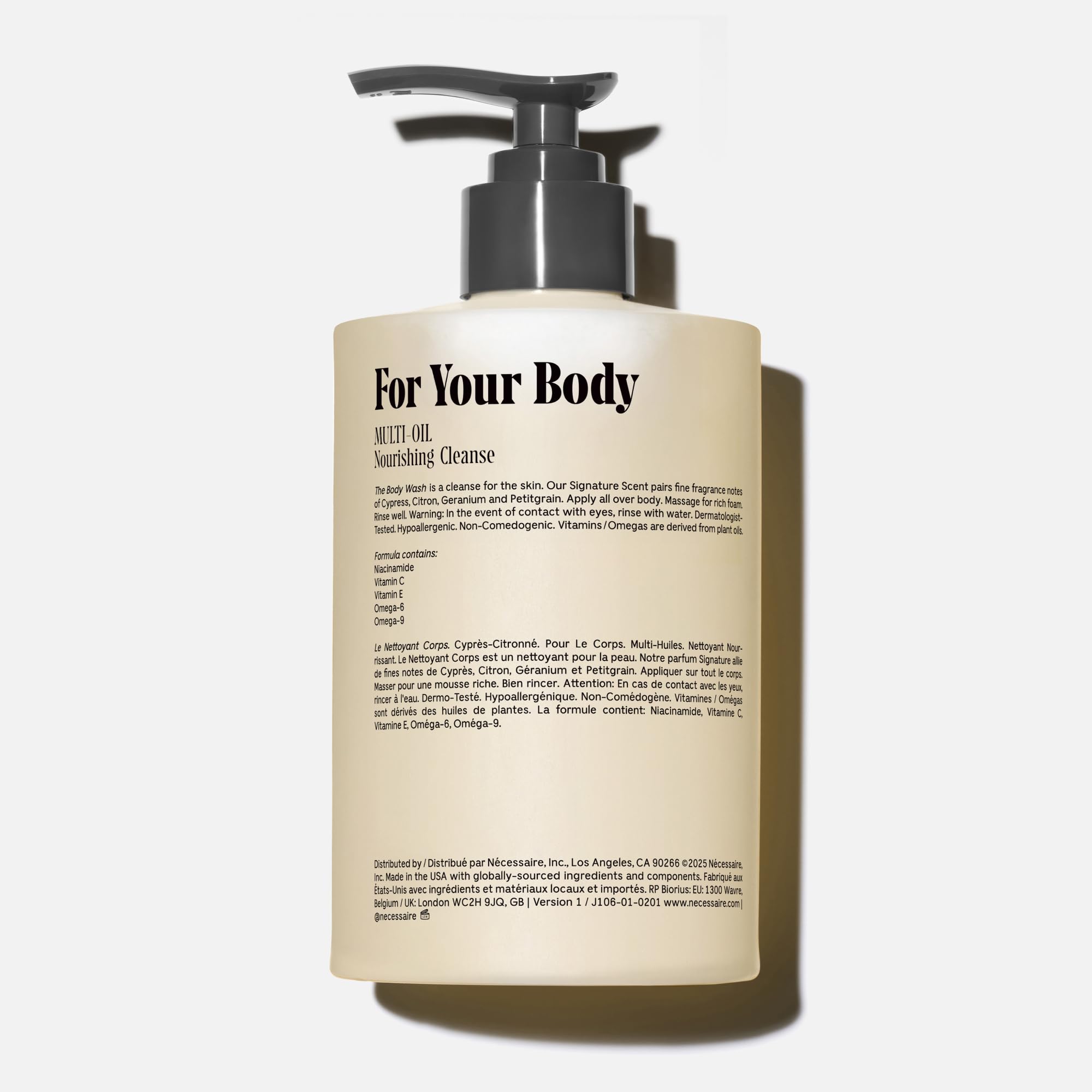 Nécessaire The Body Wash Cyprès-Citronné - Multi-Oil Shower Gel Body Wash for Women + Men. Non-Comedogenic + Hypoallergenic for Sensitive Skin with Niacinamide. 500ml/16.9 fl oz
