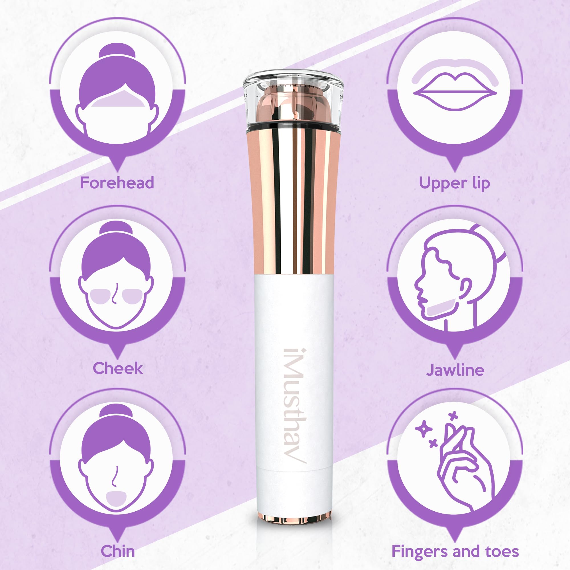 Facial Hair Removal for Women, Painless & Flawless Electric Face Hair Remover, Face Shaver Razor & Trimmer for Upper Lip, Chin & Peach Fuzz, 18K Gold-Plated / 360° LED Light/Floating Head Blade