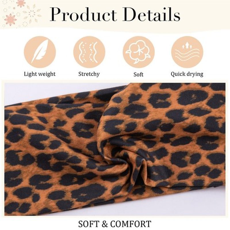 SENMAY Headbands for Women Leopard Trendy Cheetah Wide Head Bands for Women's Hair Non Slip Wraps Elastic Stretchy Bandanas Workout Fashion Hair Accessories Birthday Gifts for Valentines 6PCS