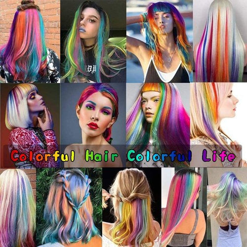 20 Packs Colored Hair Extensions 20Inch Straight Multi-Colors Party Highlights Clip In Hair Extension Synthetic Rainbow Hairpieces for Girls Gift(Blue, Navy Blue, Red, Pink)