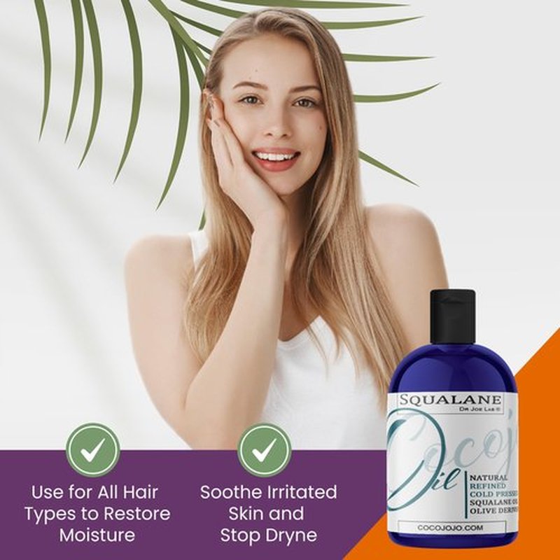 Dr Joe Lab Squalane Oil Pure Plant Derived Refined Cold Pressed Squalene From Olives Vegan Undiluted Bulk Carrier Oil for Face Skin Hair Body Cosmetics Natural Cleanser Moisturizer (4 oz)
