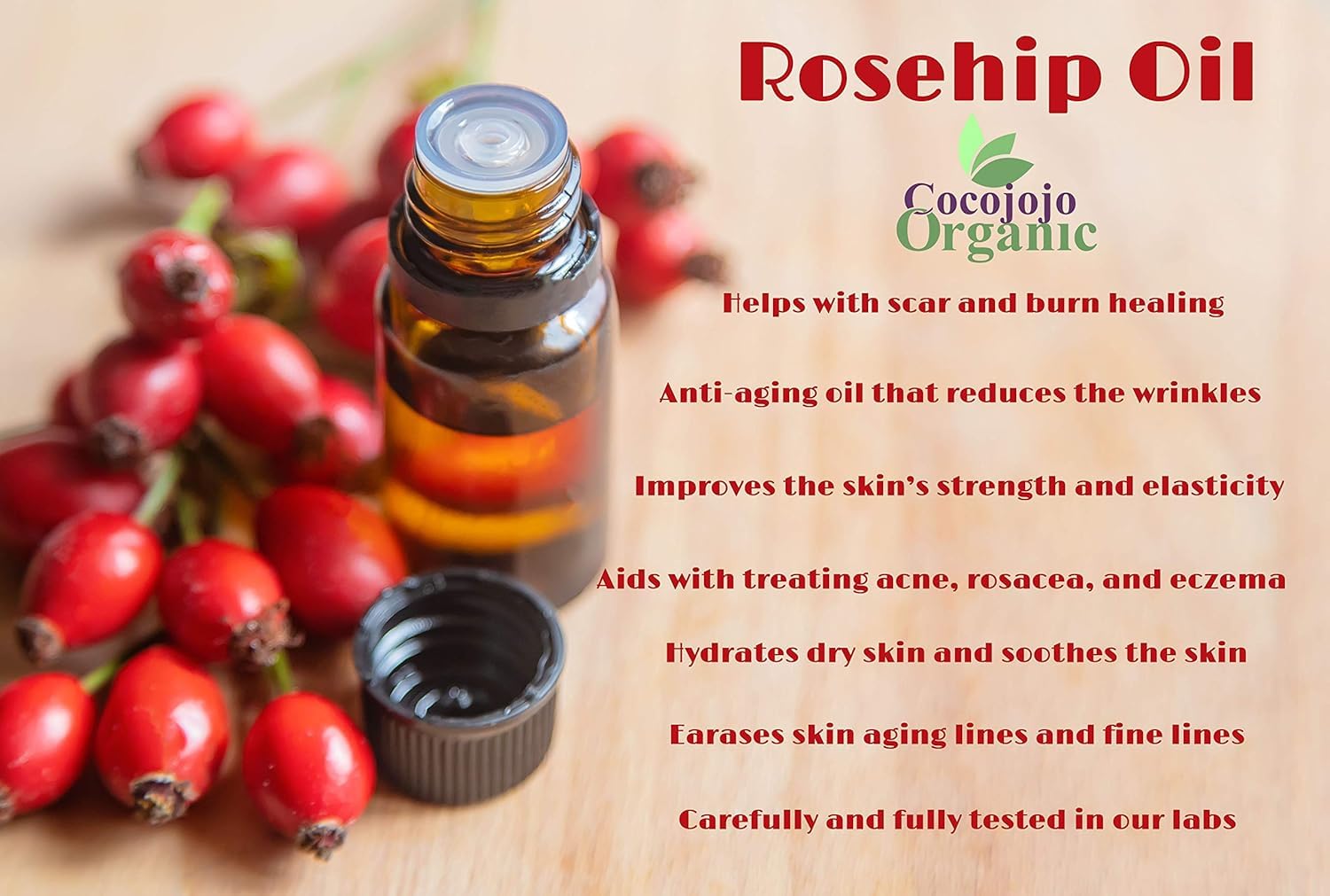 cocojojo Rosehip Oil for Face, Rose Oil for Face, Rose Hip Oil for Face, Rosehip Oil, Pure refined Cold Pressed All Natural for Hair Skin Face Body Nails Pure Oil - 32 Oz