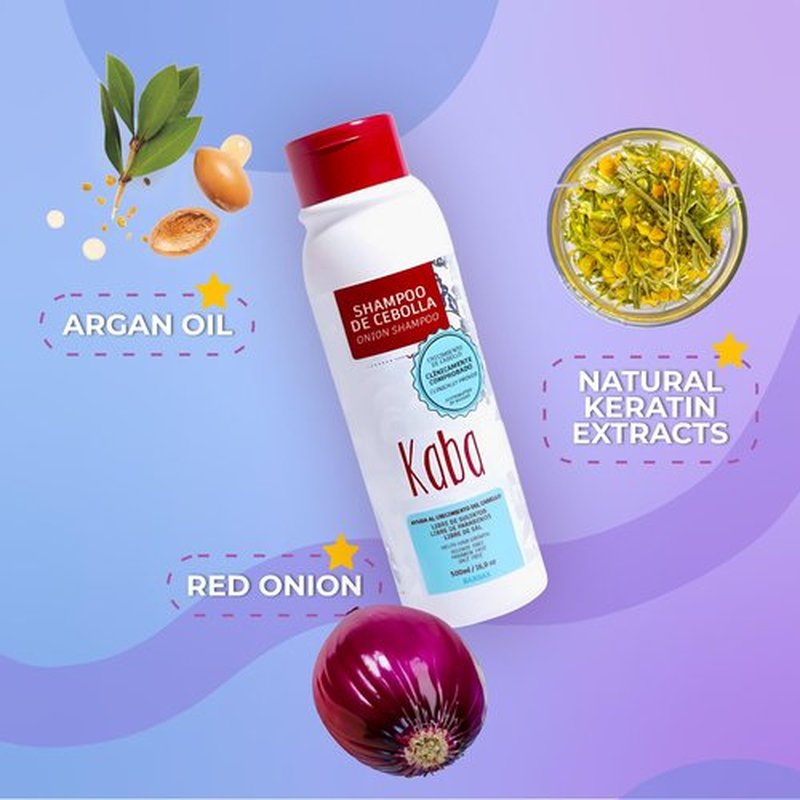 Kaba Onion Shampoo for Hair Growth, Suitable for All Hair Types, Fresh Scent, 16.9 oz