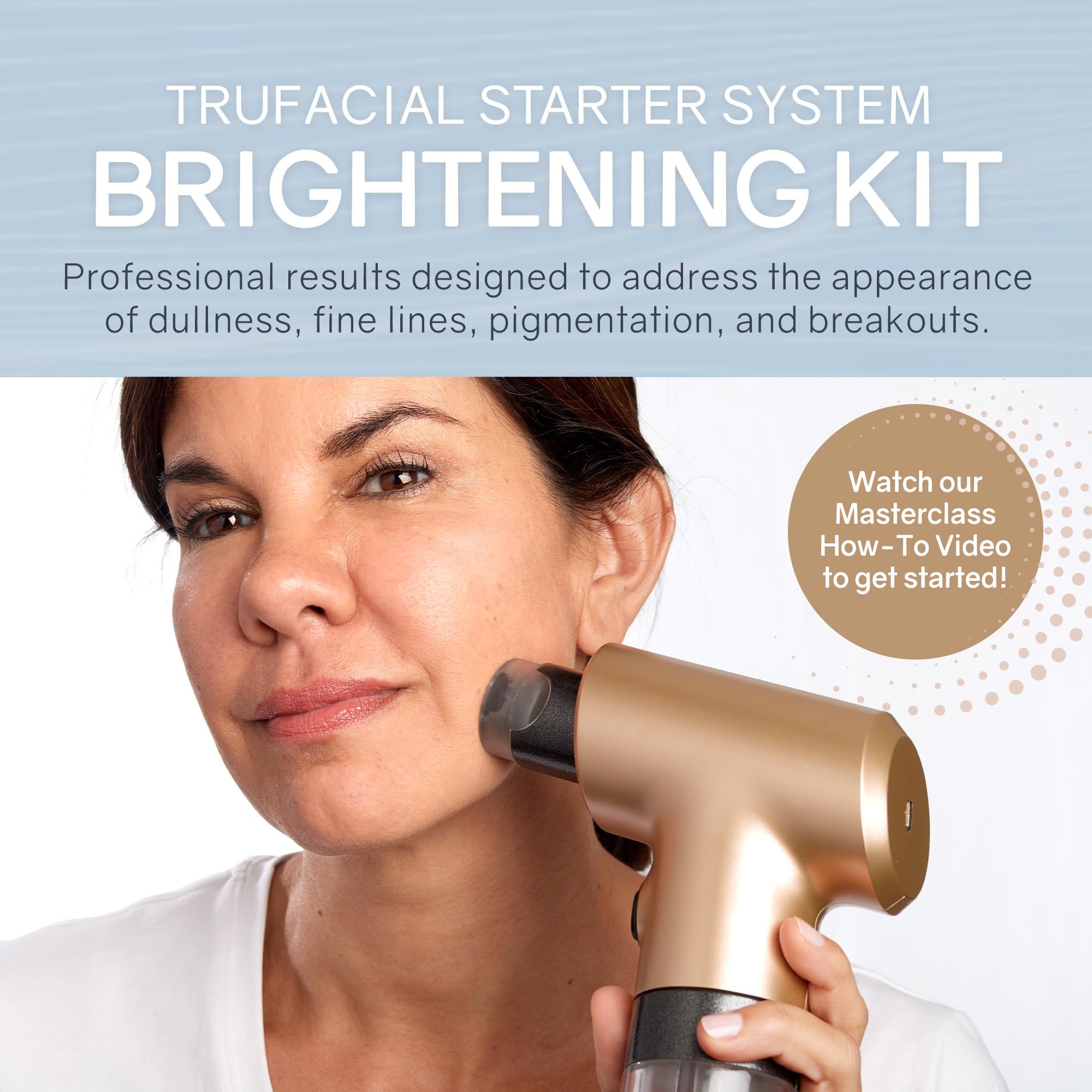 Trufacial-at-Home 3-Step Professional Facial Device – Diamond Microdermabrasion, Activation Massage & 0.25mm Microneedling Roller with Brightening Serums for Radiant, Smoother-Looking Skin