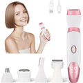Bikini Trimmer for Women with LED Display - 5-in-1 Rechargeable Electric Shaver, Painless Pubic Hair Trimmer for Face Nose Eyebrow Arms Armpit Legs Pubic Area (Gold)