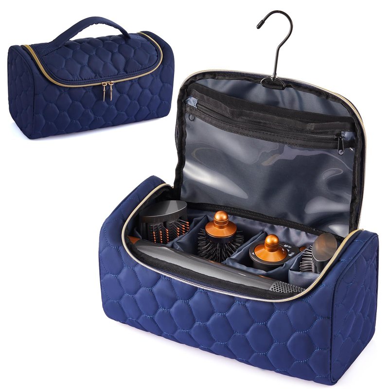 ZRSUN Travel Case for Dyson Airwrap Complete Styler, Portable Padded Storage Bag with Hanging Hook, Fits All Dyson Airwrap Models & Attachments, Blue