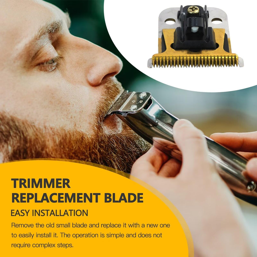 JRSHOME Trimmer Replacement T Blade Set Ceramic Blade Carbon Steel Blade Set for Andis Slimline Pro Li Hair Trimmer D7#32655 D8#32400 (Gold)