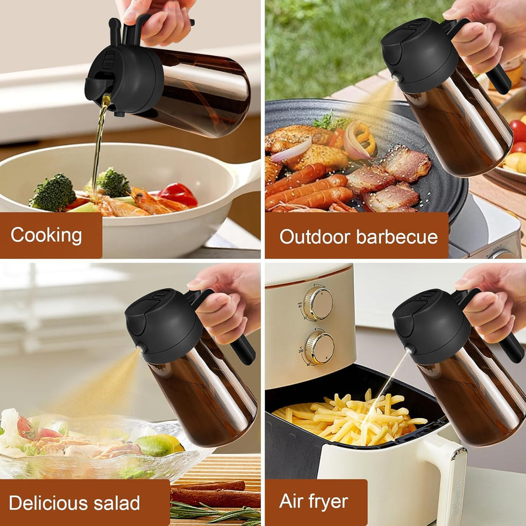 XBllcyiv 16oz/470ml Glass Olive Oil Sprayer for Cooking - 2 in 1 Olive Oil Dispenser for Kitchen Gadgets, Air Fryer, Salad, and BBQ (black)