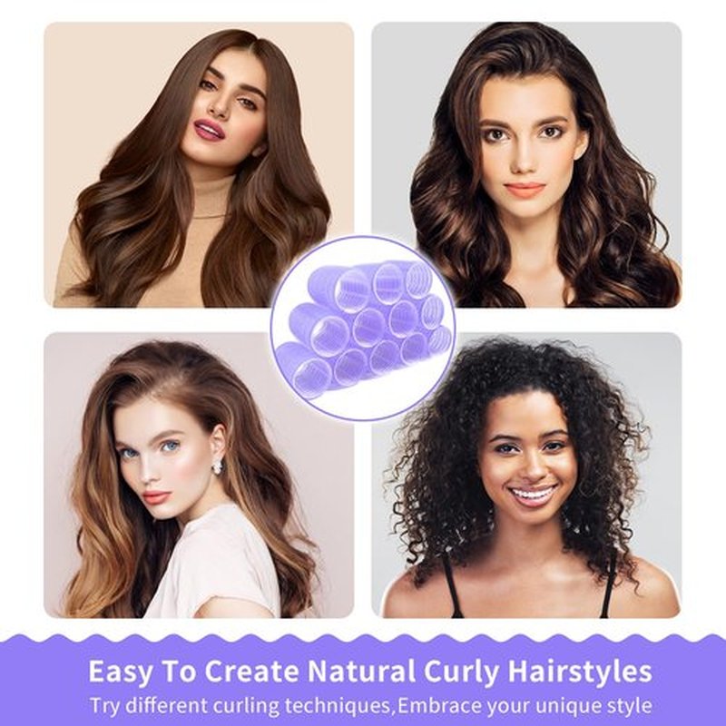 my novel things Hair Rollers Large Small 50PCS Set, 36PC Large Medium Hair Rollers for Volume Curlers with 12PC Clips 1 Tail Comb 1 Folding Comb for Short Medium Blowout Look Long Hair Gift for Women