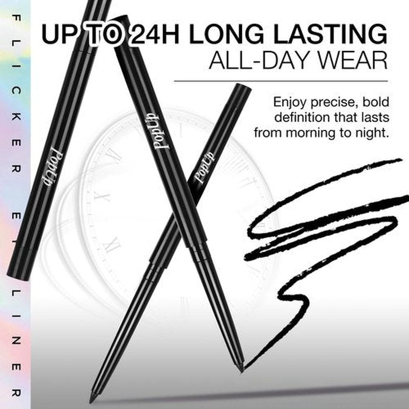 PopUp Black Eyeliner Pencils,Waterproof Gel Eyeliner Pencil Black Waterline Eye Liner Pen for Women Waterproof Smudge Proof Long-lasting (BLACK)