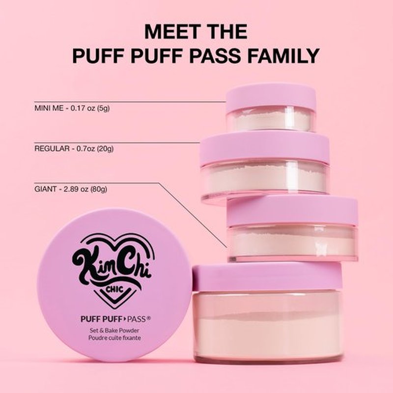 KimChiChic Beauty Puff Puff Pass Set and Bake Setting Powder for Makeup, Extra Fluffy Loose Face Powder Poof, Soft Natural Face Makeup for Uneven Skin Tone, 09 Pink
