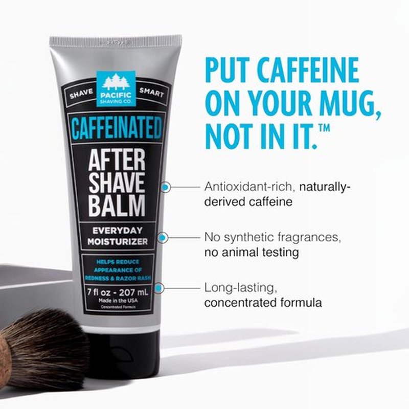 Pacific Shaving Company Caffeinated Aftershave - Soothes Skin, Reduces Redness | Natural Ingredients, 3.4 oz