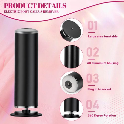 Ranrose Electric Callus Remover: Electric Foot File Callus Remover with 60 Sandpaper Pad Disks, Professional Foot Filer for Foot Spa Pedicure, Adjustable Speed Controls(Black)