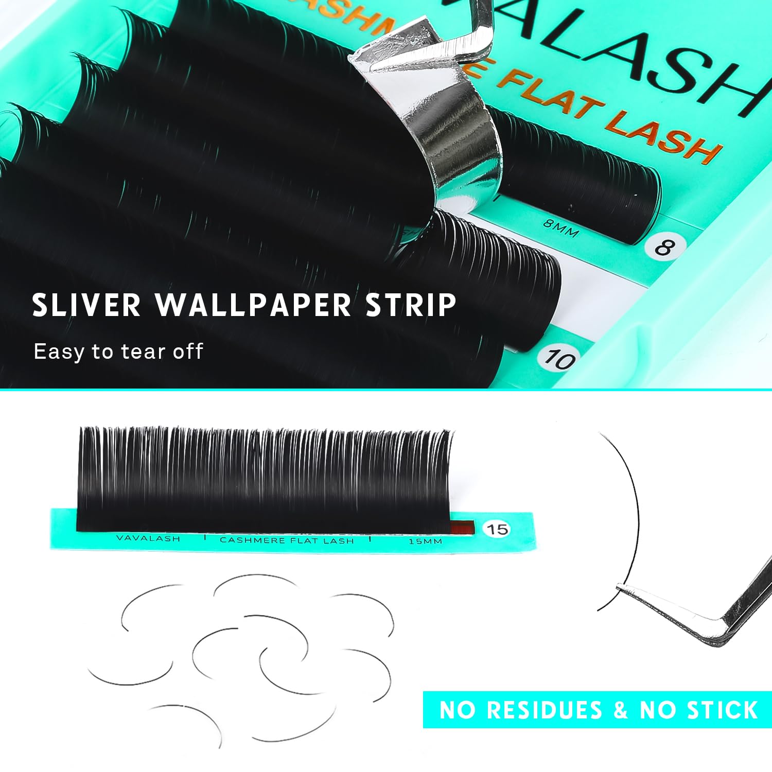 VAVALASH Cashmere Ellipse Flat Lashes 0.15 0.2mm C D Curl 6-17mm Soft Lightweight Classic Lash Extensions Matte Split Tip Natural Eyelash Extensions Professional Salon Use(0.15-C-8-15mm)