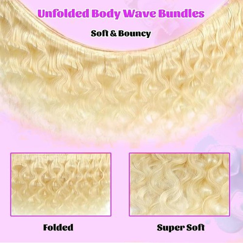 20 Inch 613 Bundles Human Hair 1 Bundle Blonde Bundles Human Hair 100% Unprocessed 14A Grade Brazilian Virgin Raw Weave hair 613 Body Wave Bundle Human Hair Extensions for Women