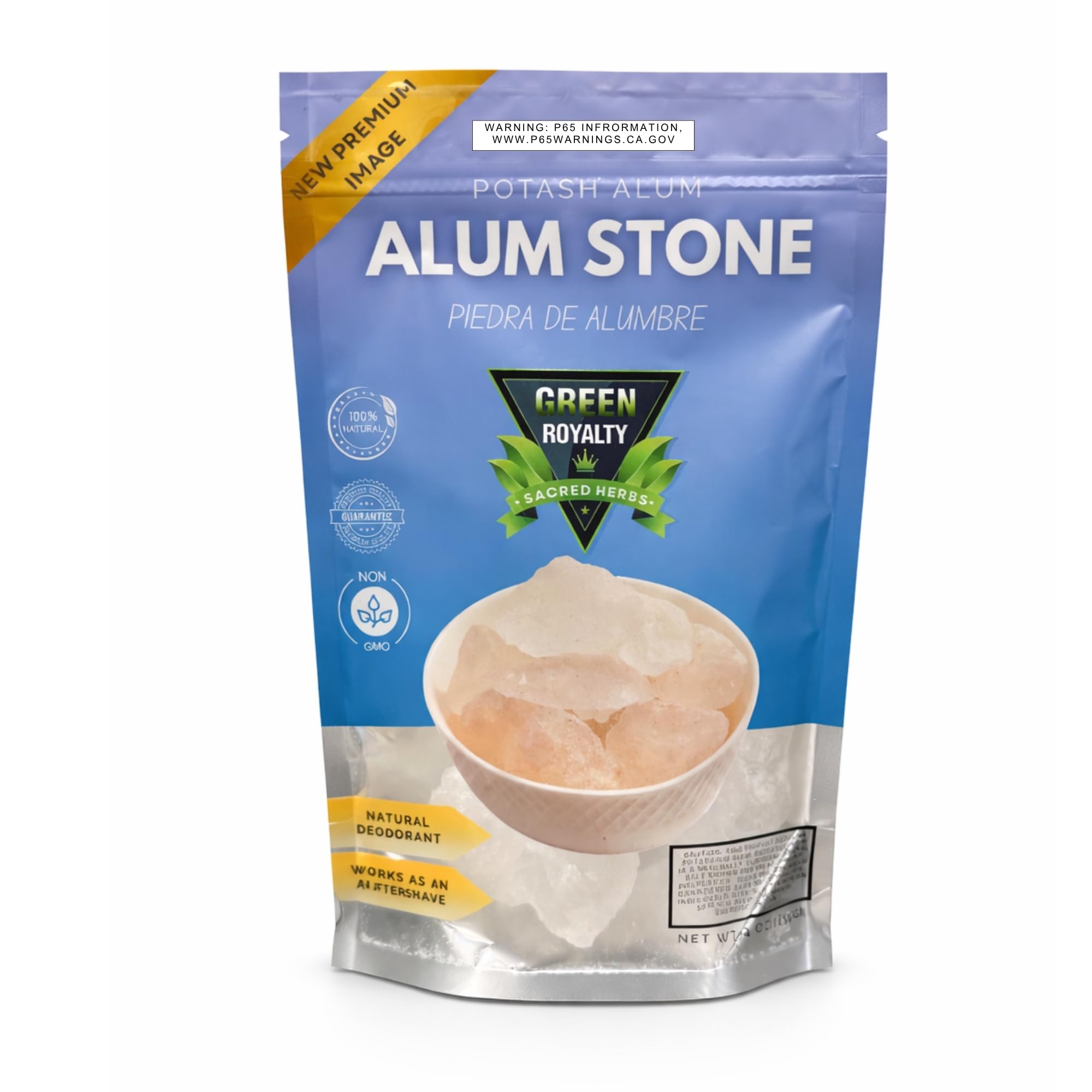 GREEN ROYALTY Alum Stone (Piedra de Alumbre) 4 oz - Multi-Purpose Crystal for Skin Care and Healing - Natural Deodorant & Antiperspirant | Shaving Stone.