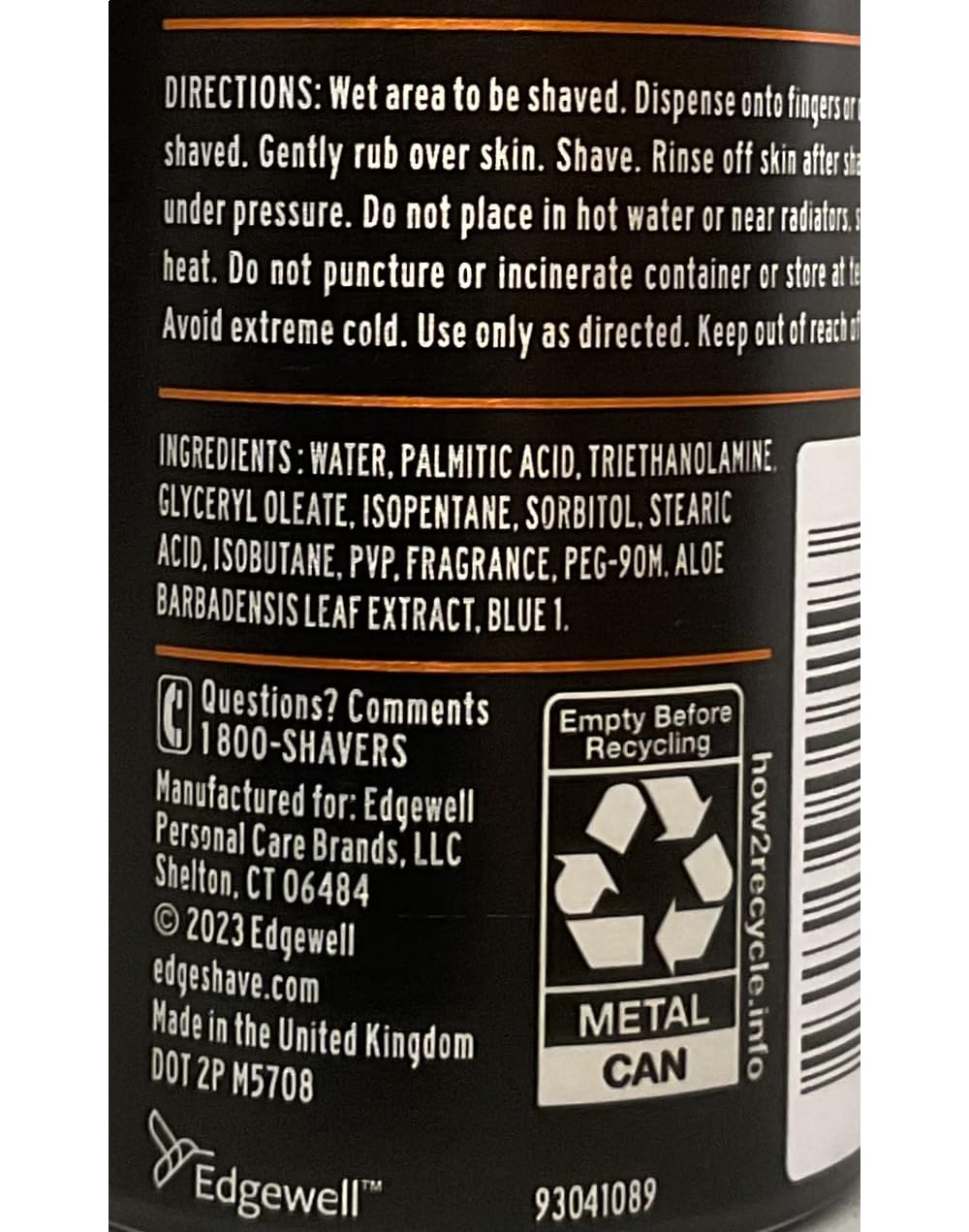 Edge Shave Gel, Sensitive Skin with Aloe 2.75 oz (Pack of 9)