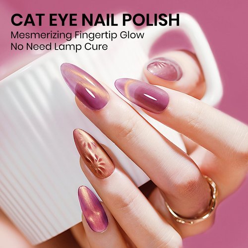 SUPWEE Magnetic Nail Polish Non Gel Cat Eye Nail Polish Quick Dry, Fast Drying Fingernail Lacquer, Air Drying, Chip Resistant, Vegan, Long Lasting, Large Capacity 16ml/0.54fl oz