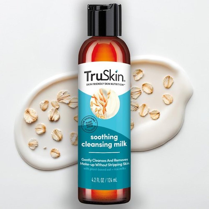 TruSkin Soothing Cleansing Milk - Gentle Facial Cleanser with Rice & Oat Milk, Hyaluronic Acid - Removes Make-Up Without Stripping Sensitive Skin