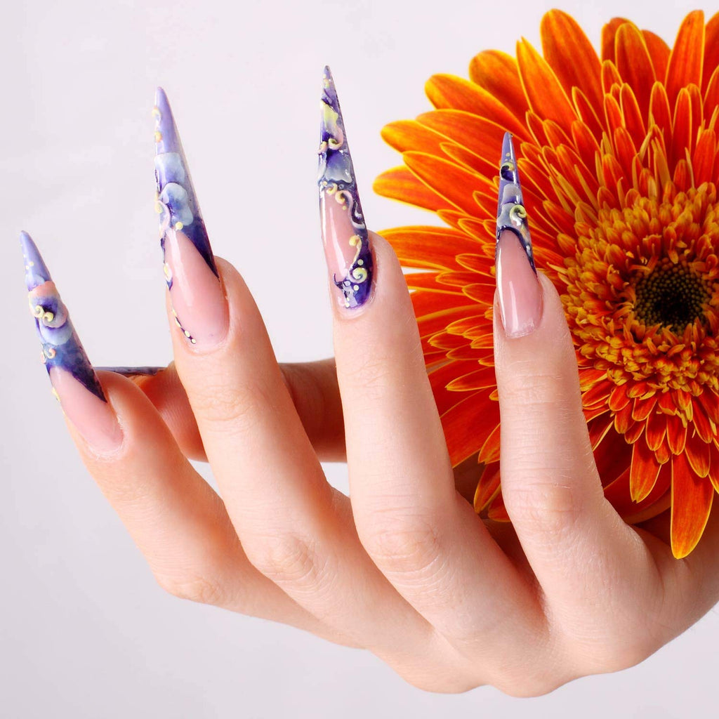 600 Pcs Stiletto Nail Tips for Acrylic Nails Long False Nails Clear Fakes Nails Half Cover False Nail Tips