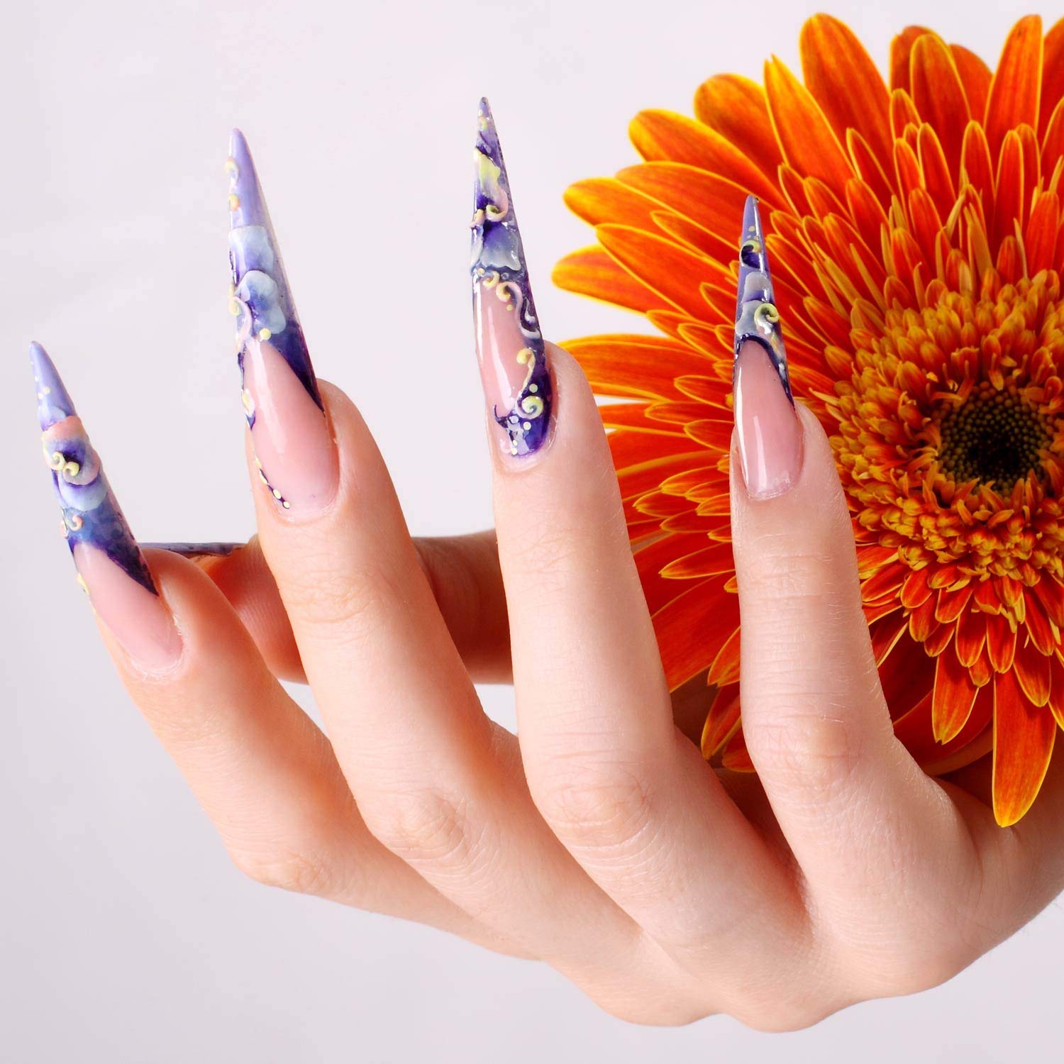 600 Pcs Stiletto Nail Tips for Acrylic Nails Long False Nails Clear Fakes Nails Half Cover False Nail Tips