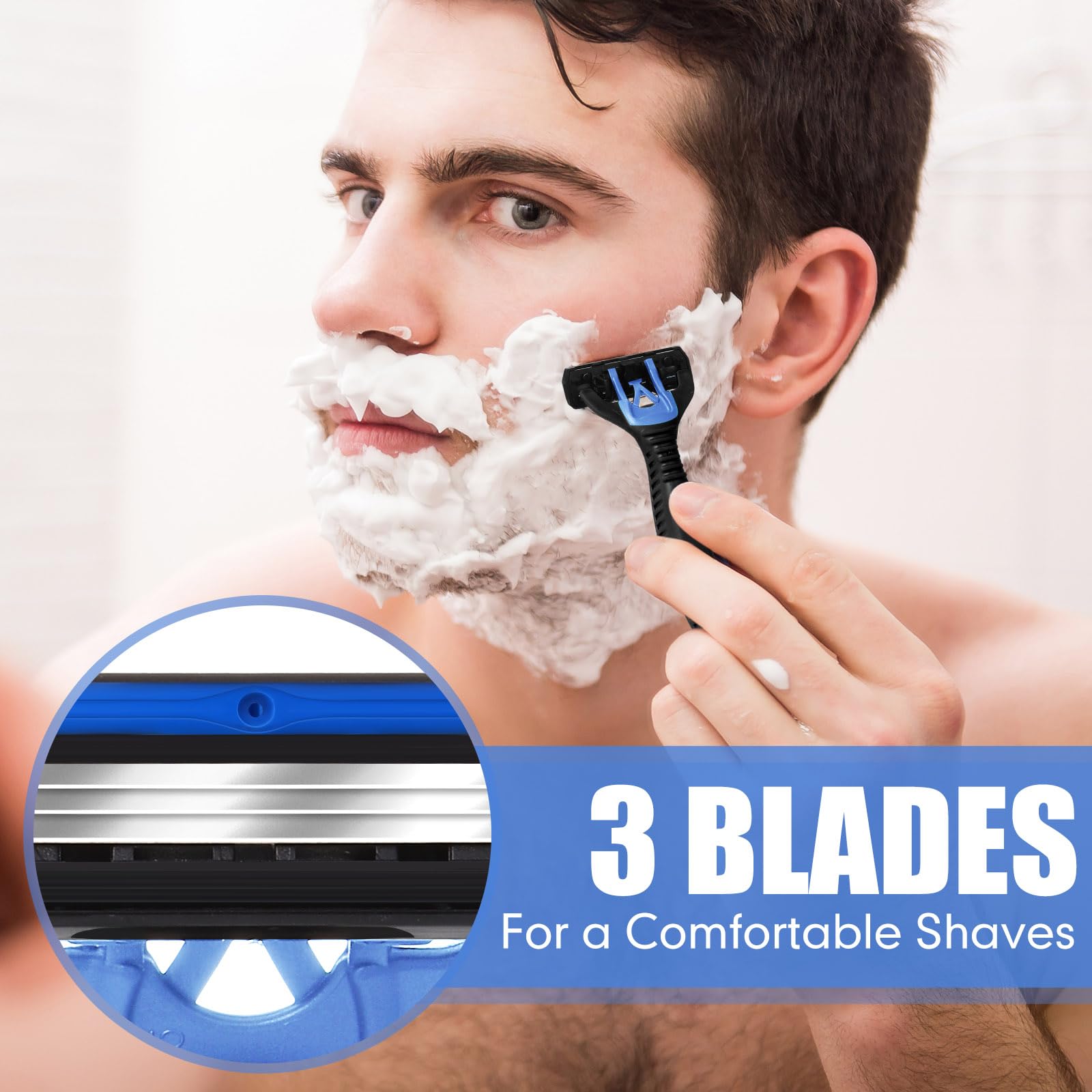 Wovnet 36 Pcs Men's Disposable Razors Bulk 3 Blade Disposable Head Razor for Sensitive Skin for a Smooth, Comfortable Shave