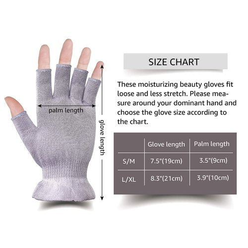 MIG4U 3 Pairs Fingerless Moisturizing Gloves, Half Finger Touchscreen Beauty Glove for Eczema, SPA, Dry Hands, Skin Treatment, Summer Sun UV Protection, Pale Purple S/M