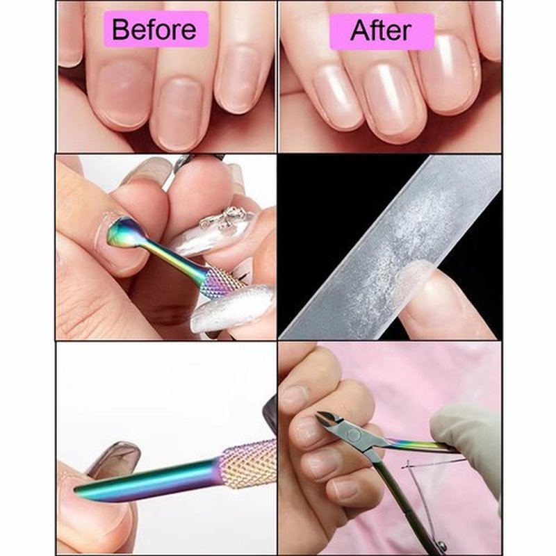 Cuticle Trimmer with Cuticle Pusher and Cutter,Cuticle Remover Nippers Professional Stainless Steel Cutter Clippers,Pedicure Manicure Tools for Fingernails Toenails