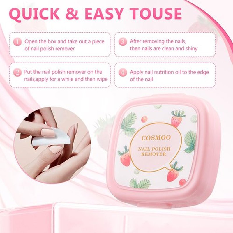 80PCS Nail Polish Remover Pads in Box, Easy to Carry Removal Lint Free Nail Polish Wipes for Natural Air-dried Water/Oil Based Nail Polish Wipe Pads (80pcs)