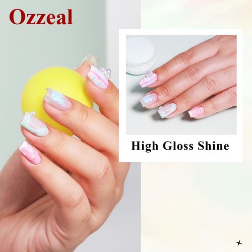 Ozzeal Pastel & Glitter Flake Gel Nail Polish Set, 8ml Hema Free 6 Colors Ice Cream White Green Pink Lavender Blue Macaron Easter Spring Summer U V Light Gel Polish Kit for Salon and Nail Art DIY