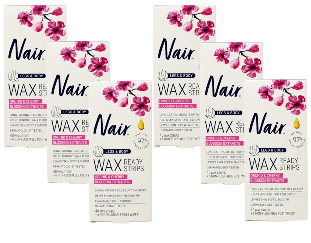 Nair Hair Remover Wax Ready- Strips 40 Count Legs/Body (6 Pack) by Nair