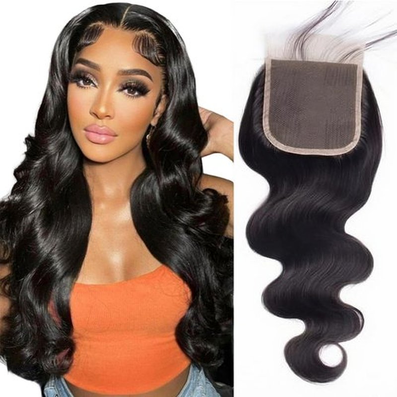 4x4 HD Lace Closure Body Wave Closure Human Hair 14 Inch Free Part Lace Closure 100% Unprocessed Brazilian Virgin Human Hair Extensions Remy Human Hair Closure Pre Plucked Natural Black Closure