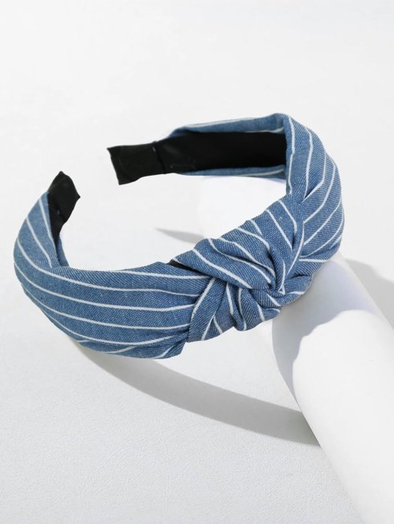 Huachi 4 Packs Denim Blue Knotted Headbands for Women Girls Womens Hairbands Fashion Star Independence Day Hair Accessories Cute Stripe Floral Printed Head Bands for Women’s Hair Non Slip