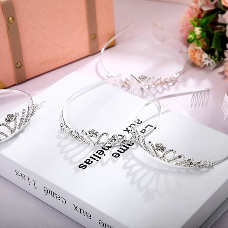 Remuuly 12 Pcs Princess Tiara for Women Silver Queen Tiara Rhinestone Hair Accessories, Princess Headbands Bulk for Bridal Wedding Birthday Prom Christmas Party, with Comb(Classic)