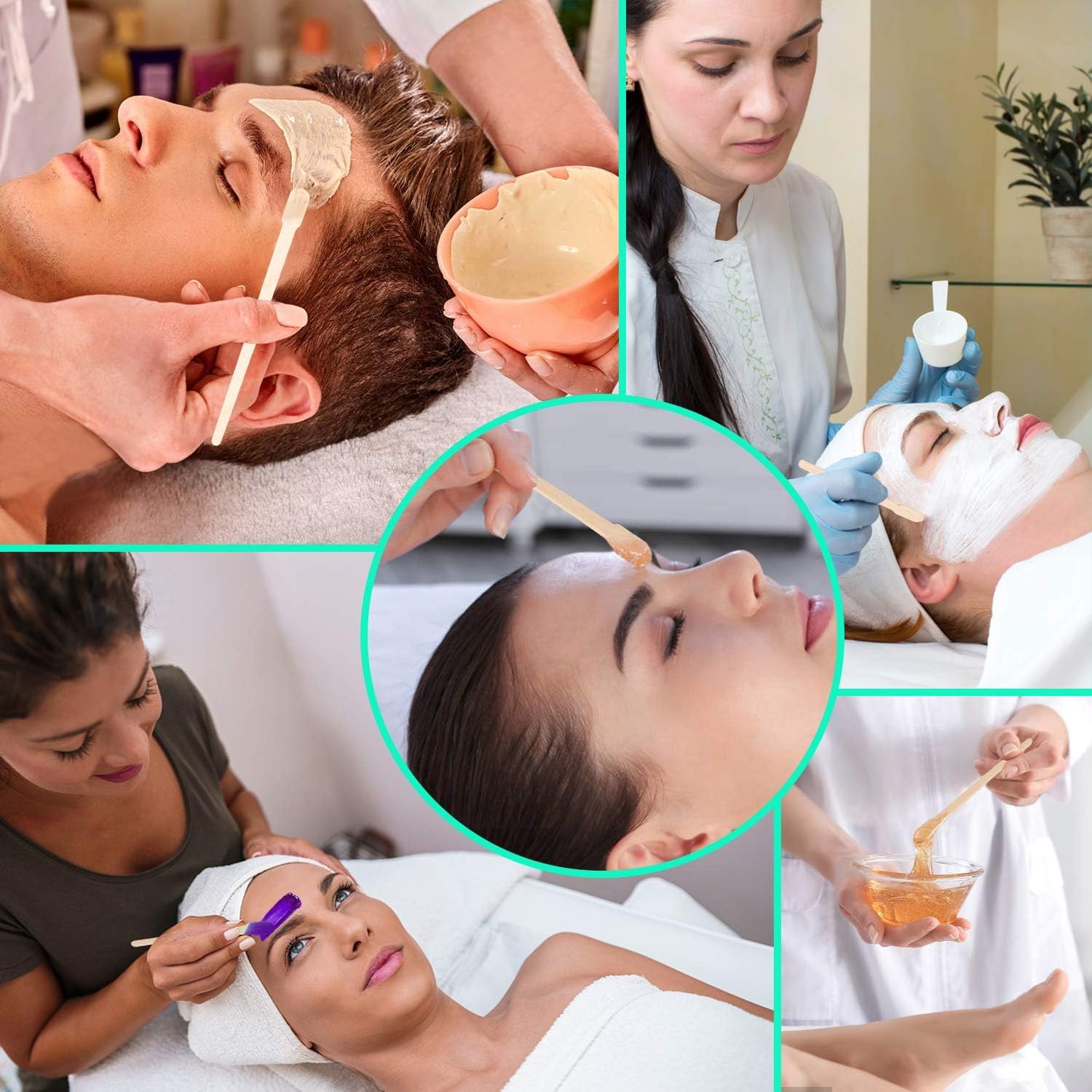 PEAKTREND 200Pcs Wooden Wax Sticks Wood Waxing Spatulas Craft Applicators Hair Removal for Body Legs Facial Eyebrow Lip Nose Brow Facial Smooth, Skin-Spa Home Usage