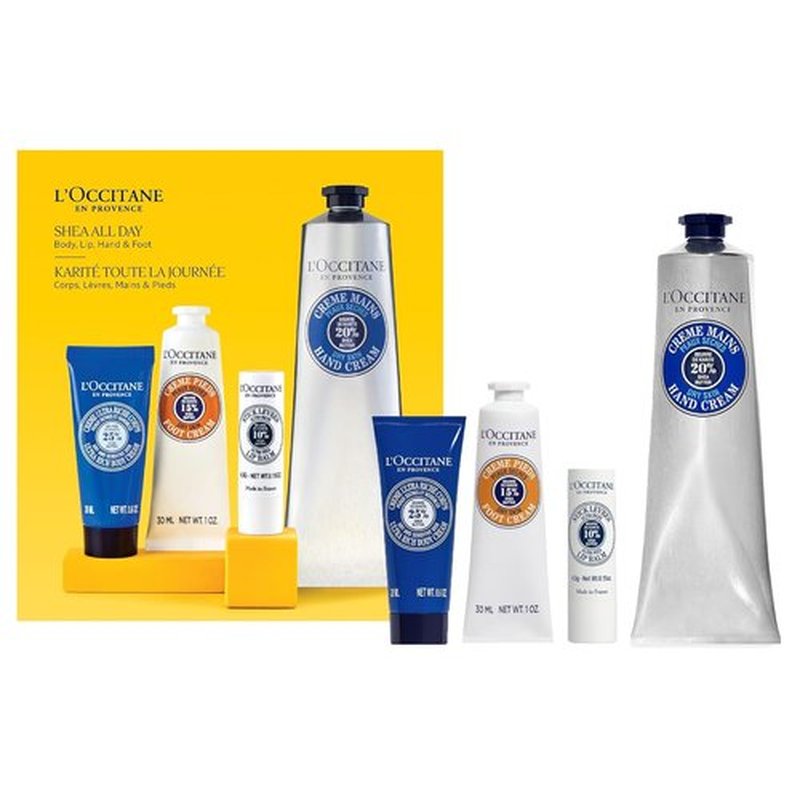 L'OCCITANE Shea Body Skincare Gift Set - Ultra Rich Cream, Hand Lotion & Foot Balm for Dry Skin