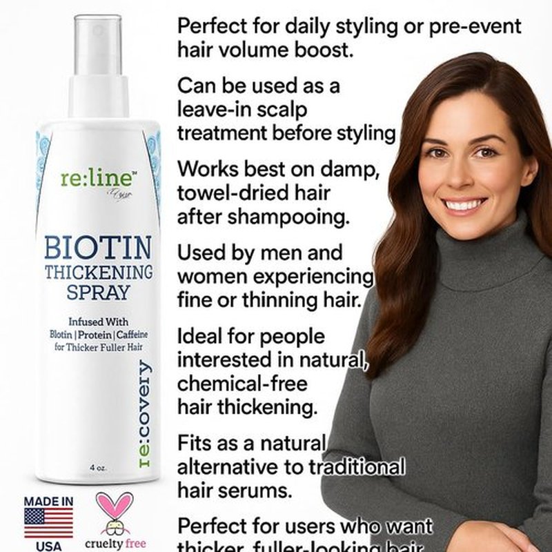 Biotin Hair Thickening Spray - Hair Growth Tonic for Thinning Hair | Unisex Hair Loss Prevention