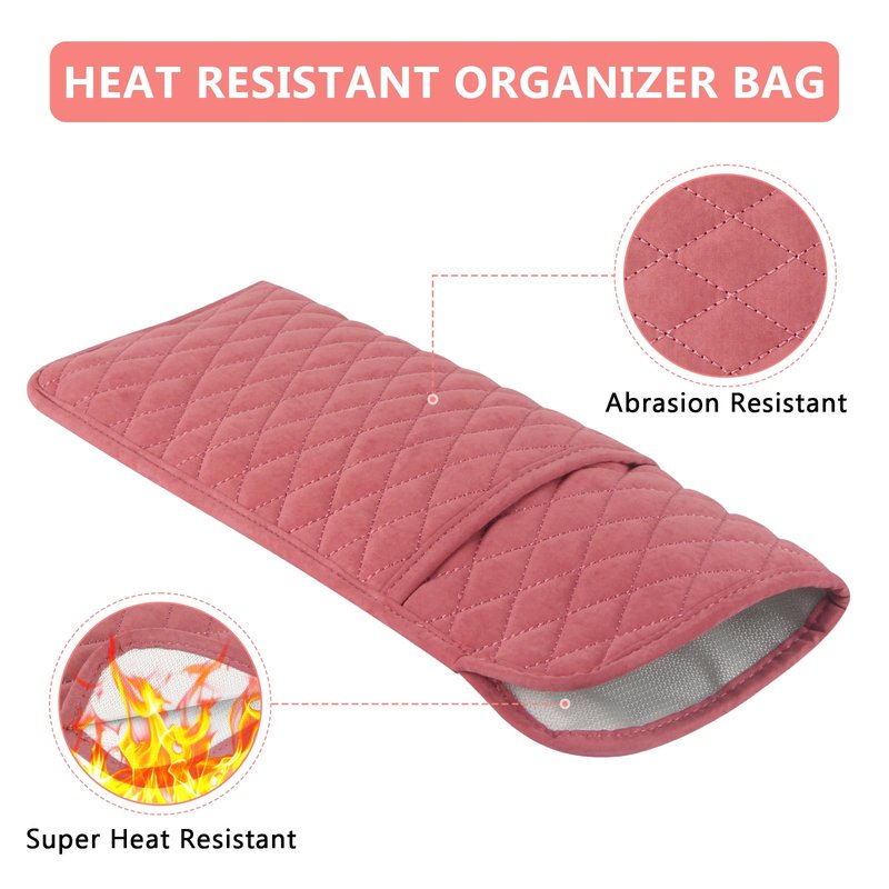 WRORUNER Heat Resistant Hair Tools Organizer Bag Portable Travel Storage Cover Pouch for Hair Straighteners, Curling Irons, Flat Irons and Hot Styling Tools(13.8" x 5.5")