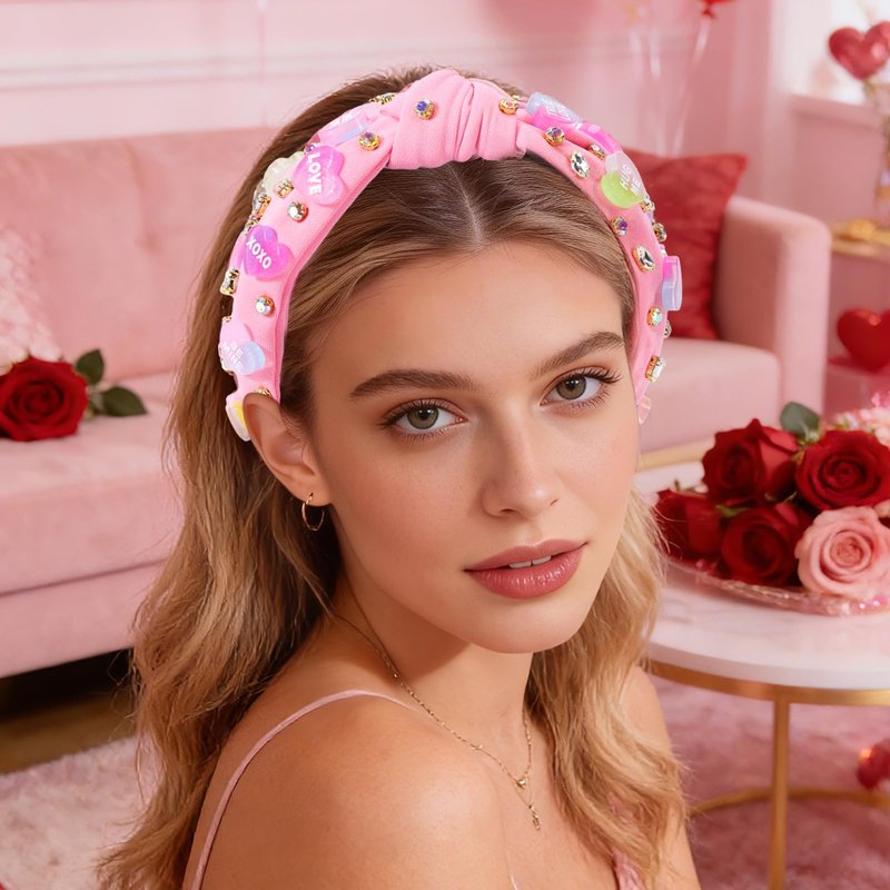 Valentines Headbands for Women Teen Girls, Gradient Heart Headband, Valentines Day Gifts for Her Teacher Daughter Wife Mom, Valentine Hair Accessories to Match Outfit Clothes Shirts Dress (Pink)