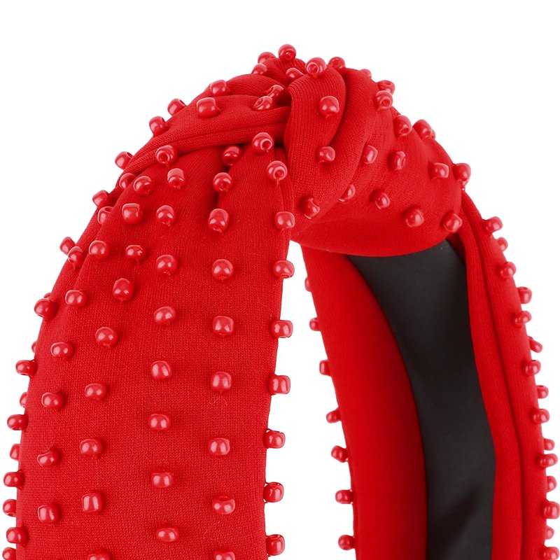 YISSION Red Knotted Headband for Women - Wide Beaded Hair Hoop, Valentine's Day Hair Accessory for Daily Wear, Dating & Party Outfits