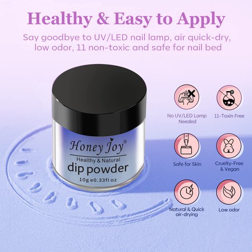 Honey Joy Color Changing Dip Powder Nail Set, Blue White Pink Purple Glitter Ombre Cold Warm Temperature Mood Change Nail Art Manicure DIY, No Nail Lamp Cured 6 PCS (W-3-1-2-8-10-17-10g/box)