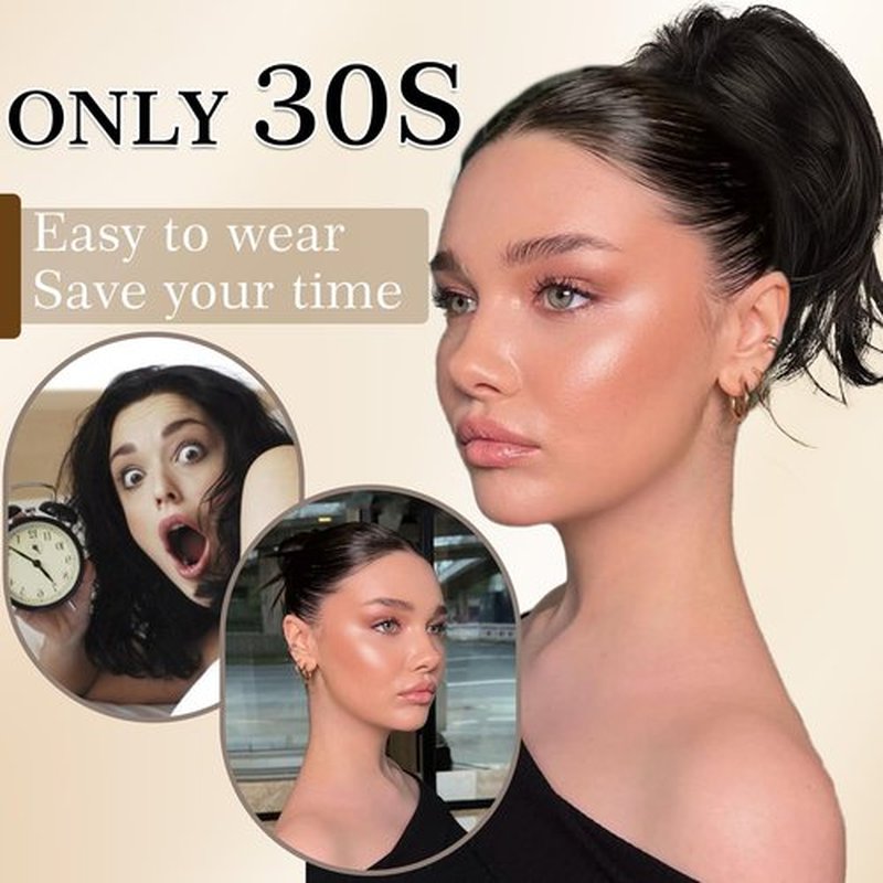 Sotpmal Short Claw Clip Ponytail Extension, DIY Bendable Metals for Messy Bun & Natural Wavy Look, Heat Resistant Synthetic Hairpiece for 3-Minute Fast Styling, Daily & Party-Black