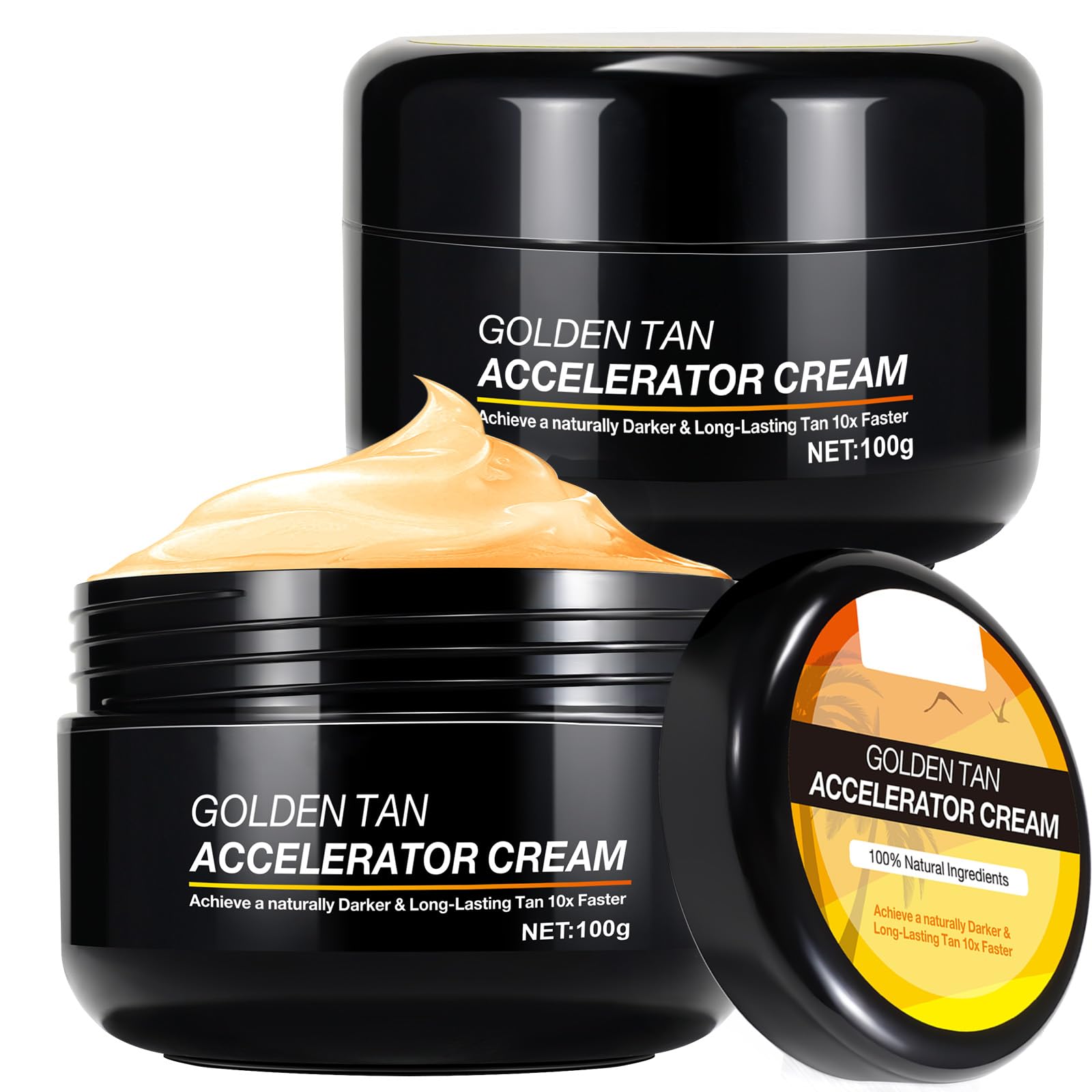 Tan Accelerator Cream, Natural Tanning Lotion for Face & Body | Indoor & Outdoor Use,Best Tanning Lotion to Get Dark Fast, Long-Lasting Glow(2-Pack)