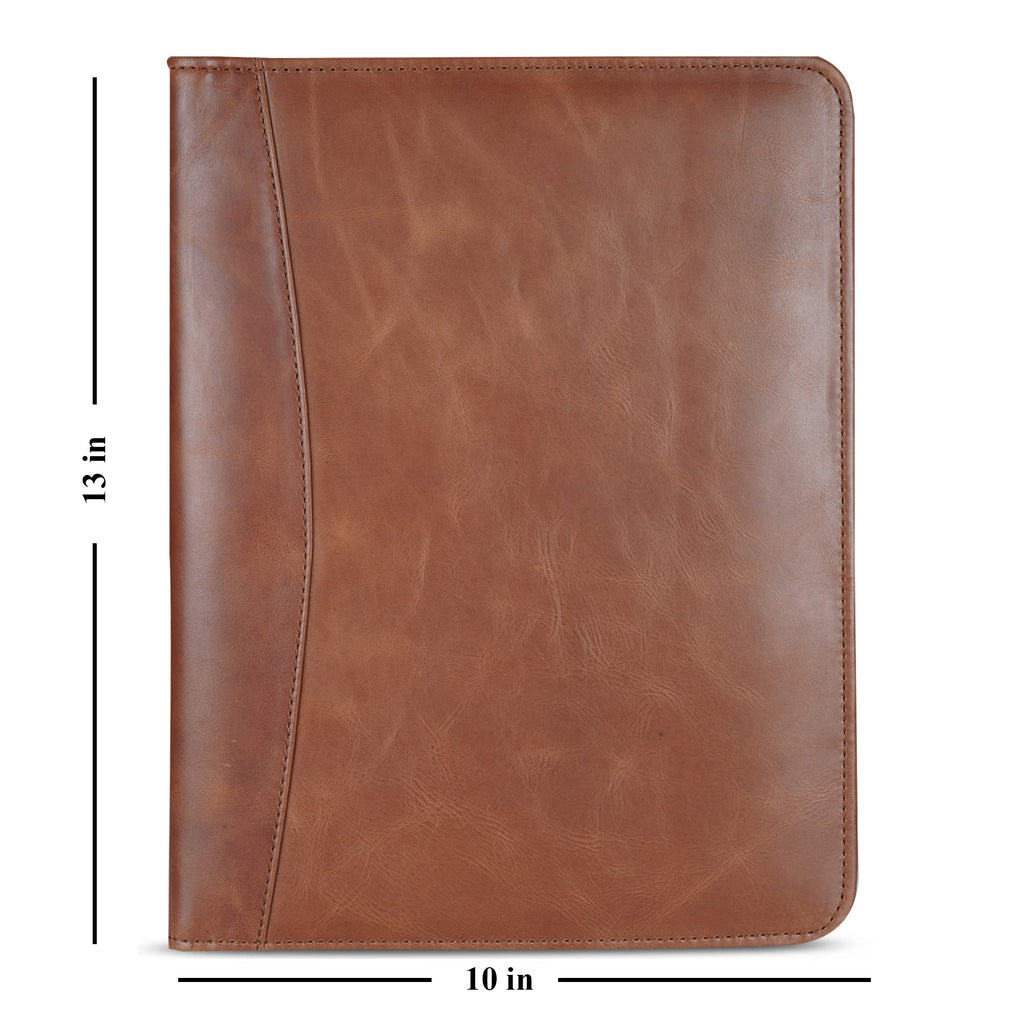 CestAntiQ, Leather Portfolio A4 Document Folder Legal Pad Padfolio, Professional Writing Letter Notepad Clipboard Sleeve Organizer, Resume Folio Binder for Men & Women Classic Brown