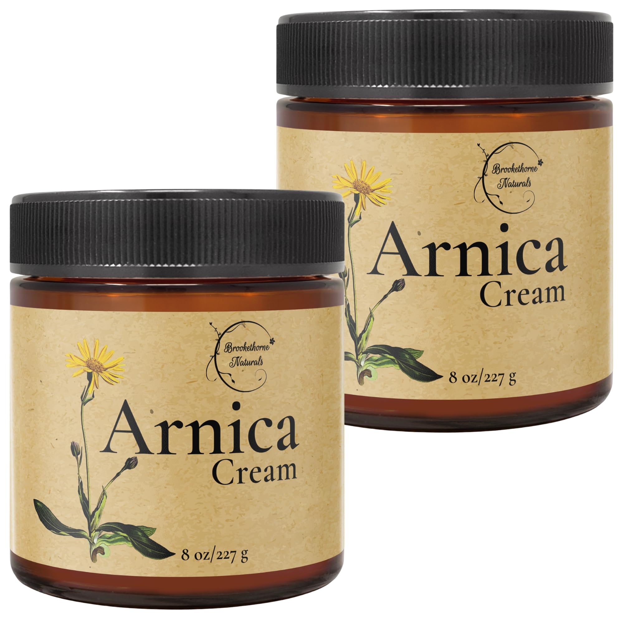 Brookethorne Naturals Arnica Cream | Botanical Massage Lotion for Massage Therapy with Arnica Montana, Lemongrass & Eucalyptus Essential Oils | for Post-Workout Massage & Active Lifestyles — 2 Pack
