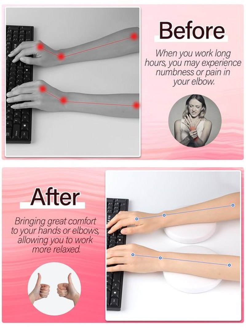 2PCS Elbow Rest Pads for Desk, TOROKOM Ergonomic Arm Rest Pads with Non-Slip Base, Elbow Rest for Nail Tech, Arm & Wrist Rest Cushioning Pads for Office Computer Relax Supplies (White)